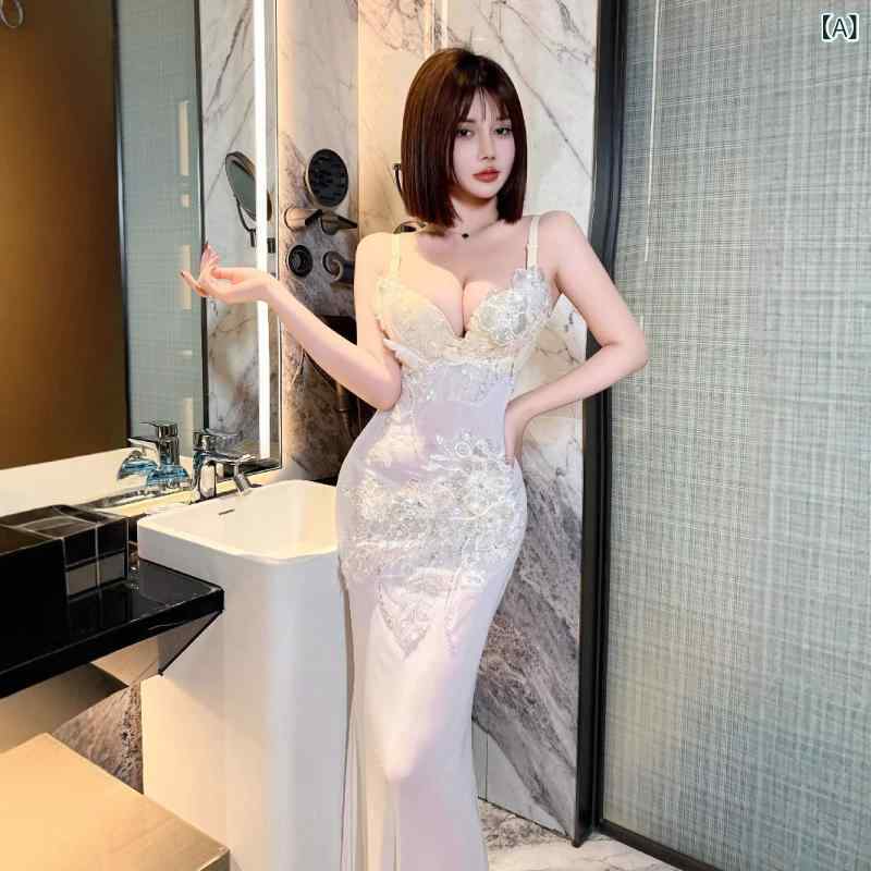 耳あたらしい メッシュシースルー 手縫い 花 柄 フィッシュテールロングスカート、 スリムフィットヒップカバービッグバックレスドレス、 奥ふかさの ある カップイブニングドレス レディースファッション-ボトムス-スカート