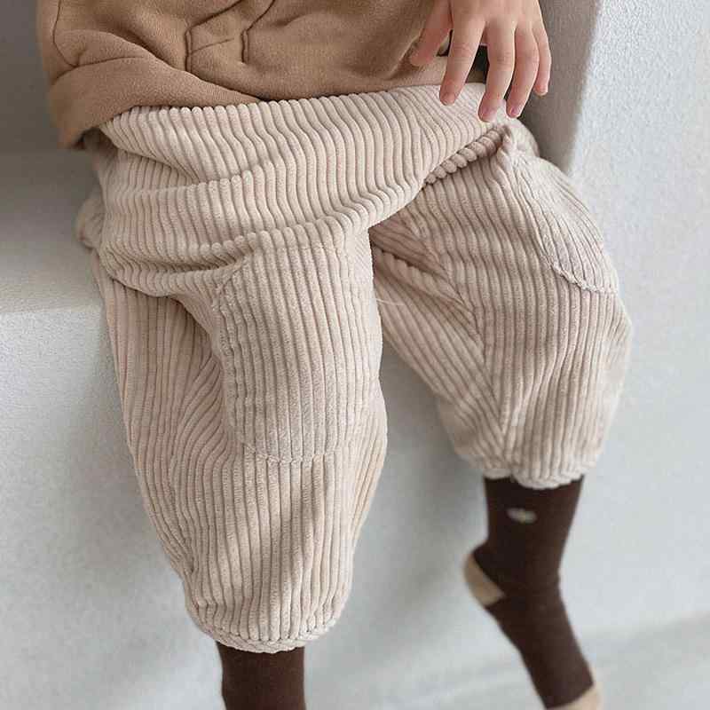 ベビー パンツ 男女兼用 男の子 女の子 1-3歳 コットン 灯芯? 補丁 ハーレムパンツ ローラーパンツ 米白 浅ブラウン 春秋 春夏 柔軟 かわいい トレンド ユニセックス 長ズボン ミッドライズ ゴムウエスト 無開き 純色 スタイリッシュ 日常使い