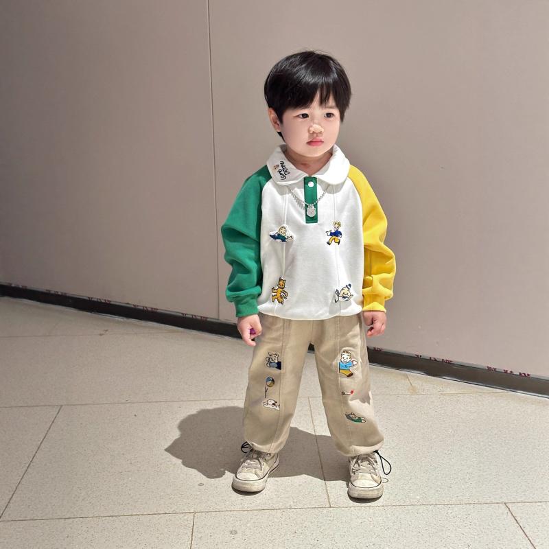 キッズ 牛仔パンツ 長ズボン 中小童 男の子 女の子 コットン 素材 柔軟加工 動物 柄 ・柑通 プリント 刺繍 デザイン 中腰 ゴム腰 春秋 シーズン 休? スタイル かわいい 印花 潮范 欧美 風 長パン デニム ズボン ベビー 子供服 ユニセックス