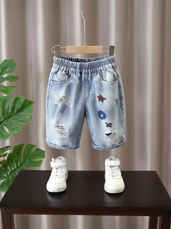 男の子 牛仔パンツ 夏 短パン 中腰 綿 柔軟 ブルー 韓国風 子供 3-8歳 100-140cm 5分丈 休? 潮范 薄手 軽量 通気性 普段使い
