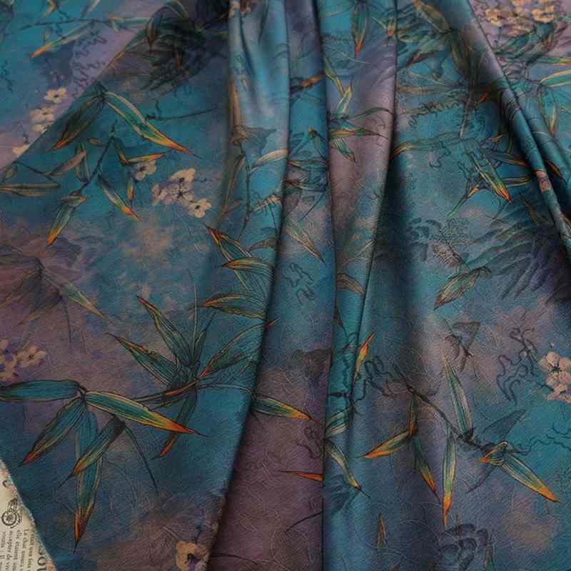 チャイナドレス 漢服 連衣裙 垂感 印花布 全? 色織 植物印花 復古 宝藍 深紅 春夏 時装 垂感素材 植物柄 復古デザイン 軽量 幅広生地 宝藍 深紅 連衣裙 漢服風 チャイナスタイル