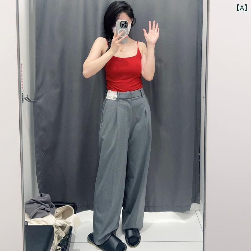 レディース ワイドパンツ プリーツ テーパード クロップド 垂感 西? ゆったり シルエット ストレッチ パンツ 雪尼? 生地 アウター グレー 黒 ベージュ オリーブ ネイビー 私服 スタイル 御姐 風 セットアップ 対応 春 シーズン 軽やか 素材