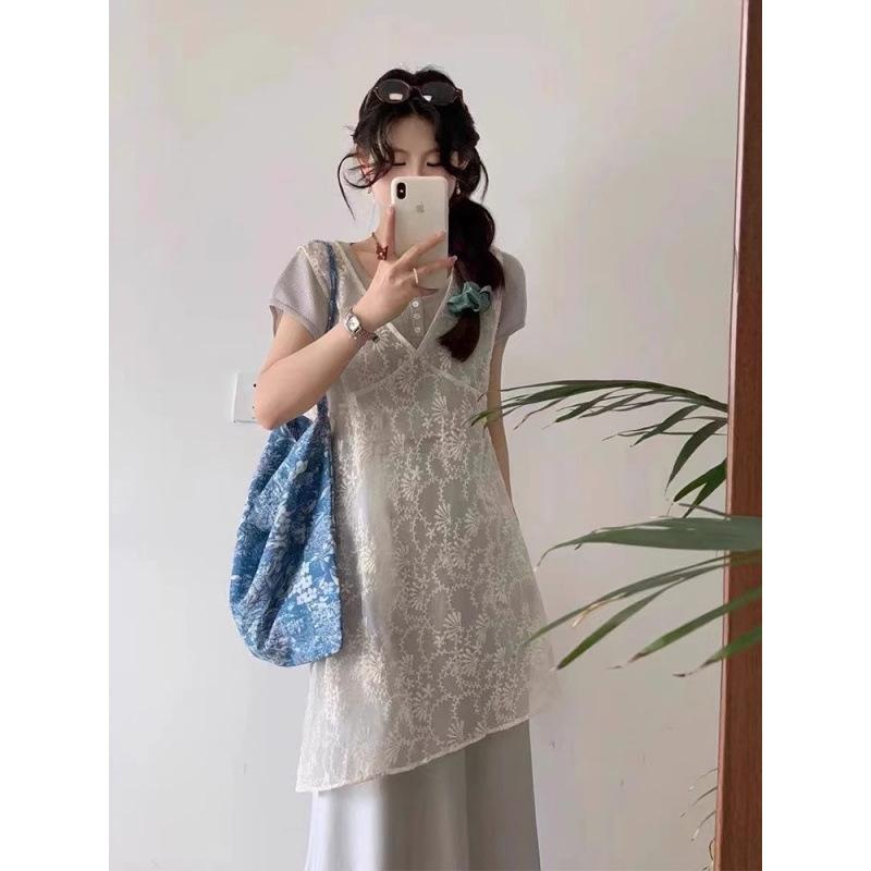 ワンピース レディース 夏 春夏 軽やか リラックス ゆったり 着こなし A字型 短め スカート Vネック ノースリーブ 不対称 デザイン 街頭風 ストリート 涼しい ?綿 ポリエステル 95% 以上 単品 潮人 スタイル かわいい 小物なし オリジナル