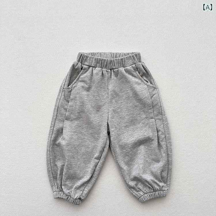 子供 スウェットパンツ 男の子 女の子 長ズボン 綿素材 柔らかい 生地 処理 春季 秋季 ユニセックス 休? スタイル 運動 トレンド 潮范 中腰 ゴム ウエスト 純色 灰 モカ 3-8歳 100-140cm 80-130cm 適合 長さ 安全 B級