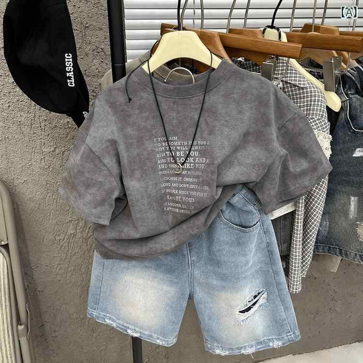 キッズ Tシャツ 男の子 女の子 短袖 綿 100% 夏 吸湿速乾 紫外線カット 柔らかい 丸首 韓風 洋気 アルファベット柄 トップス 上衣 かわいい 普段使い 遊び着 軽量 通気性 生地 90-140cm 対応