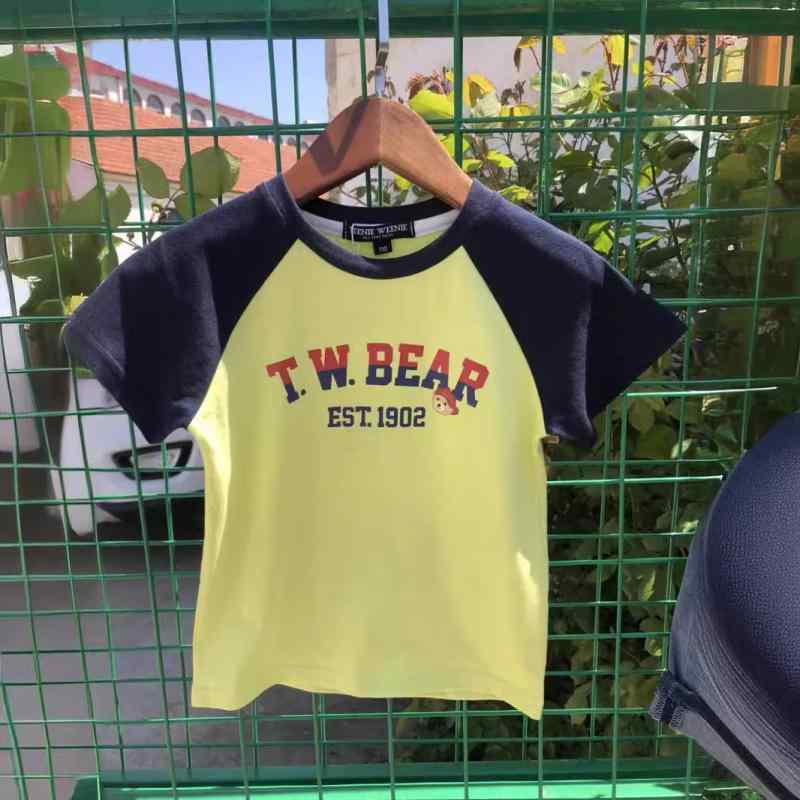 キッズ Tシャツ 男の子 短袖 綿 吸湿速乾 夏 丸首 かわいい 動物プリント 白 黄色 緑