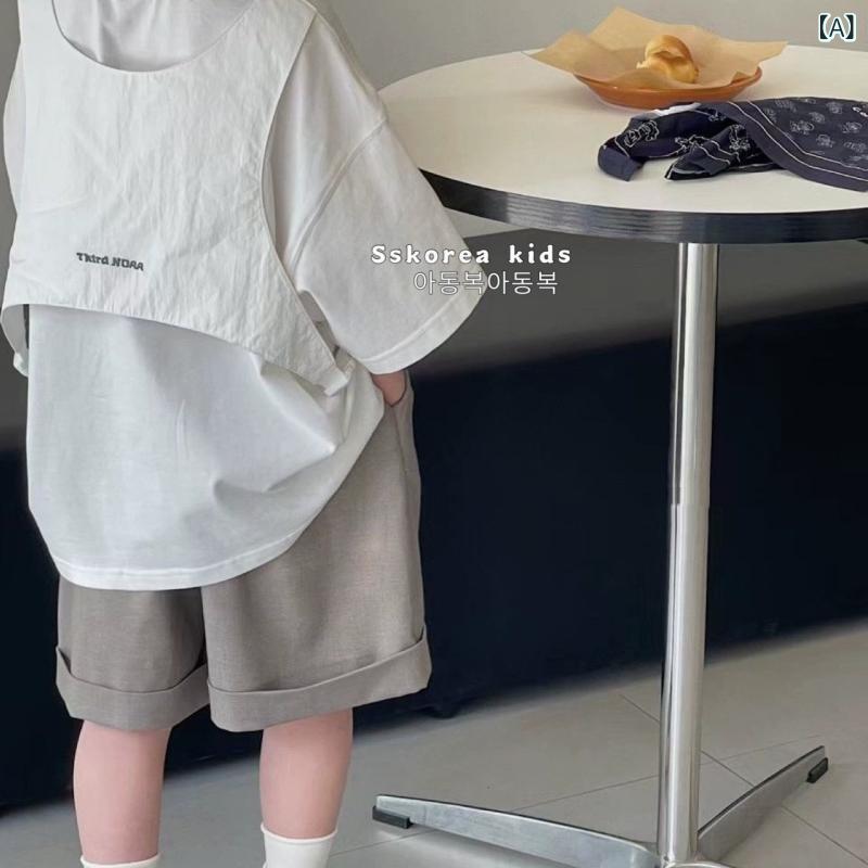 Tシャツ 男の子 女の子 中大童 短袖 切り替え デザイン 夏 吸湿排汗 柔らかい 生地 純色 丸首 スポーツ 要素 日常 遊び 屋外 活動 白色 110cm 120cm 130cm 140cm 150cm 160cm 170cm