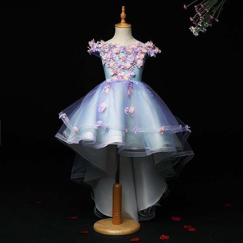 女の子 礼服 ワンピース プリンセスドレス 一字肩 短めロング丈 紫 かわいい 演出服 ピアノ発表会 子供用 女の子用 春秋夏冬 オールシーズン セット 3-8歳 100-140cm 他の素材 安全B級