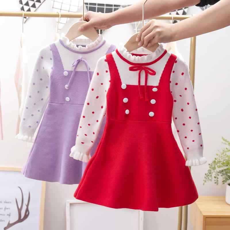 女の子 ワンピース 秋冬 長袖 プリンセススカート 綿 かわいい 赤 黒 ピンク 紫 子供服 女児 秋服 コットン トップス スカート 女童 春秋 90cm 100cm 110cm 120cm 130cm 140cm