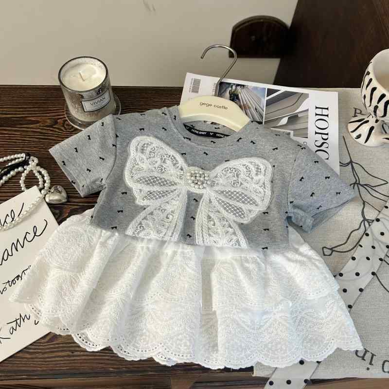 女の子 トップス 短袖 Tシャツ 蝶結び 綿 素材 柔らかい 薄手 セット スカート レース 柄 綿 素材 柔らかい 薄手 夏 服 子供服 女の子 かわいい デザイン 普段使い 遊び着 女の子 トップス 短袖 Tシャツ 蝶結び 綿 素材 柔らかい 薄手