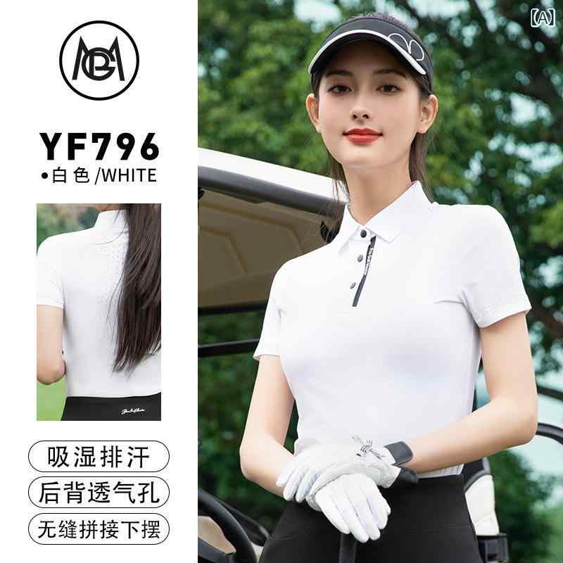 女性用 ゴルフ ウェア ポロシャツ 短袖 Tシャツ 短スカート セット 夏 吸湿速乾 弾力 綿混紡 ポリエステル 白 黒 赤 浅青 ピンク 透気 軽量 伸縮 プレーン スポーツ アクティブ｜LiLishop6