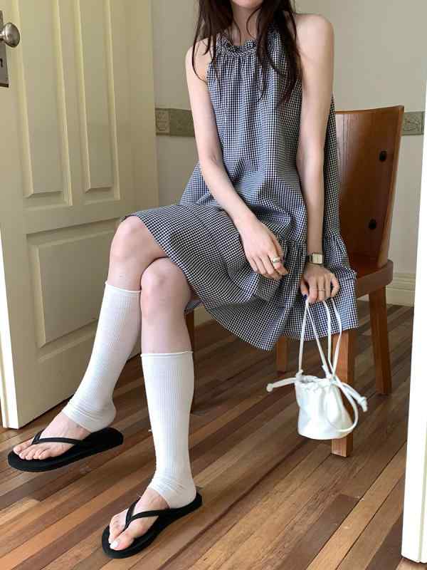 衣装 成人女性用 黒白透かし彫り 無袖 ハング素っ首 綿織物混紡 A伝達ルート 短丈 スコート 夏 つがい結び うつり変わり ひな型 韓国風 ゆったり 影ぼうし 丸首 セットアップなし 日常 着こなし 口さかしい 原材料 冷やりとした 役立つこと