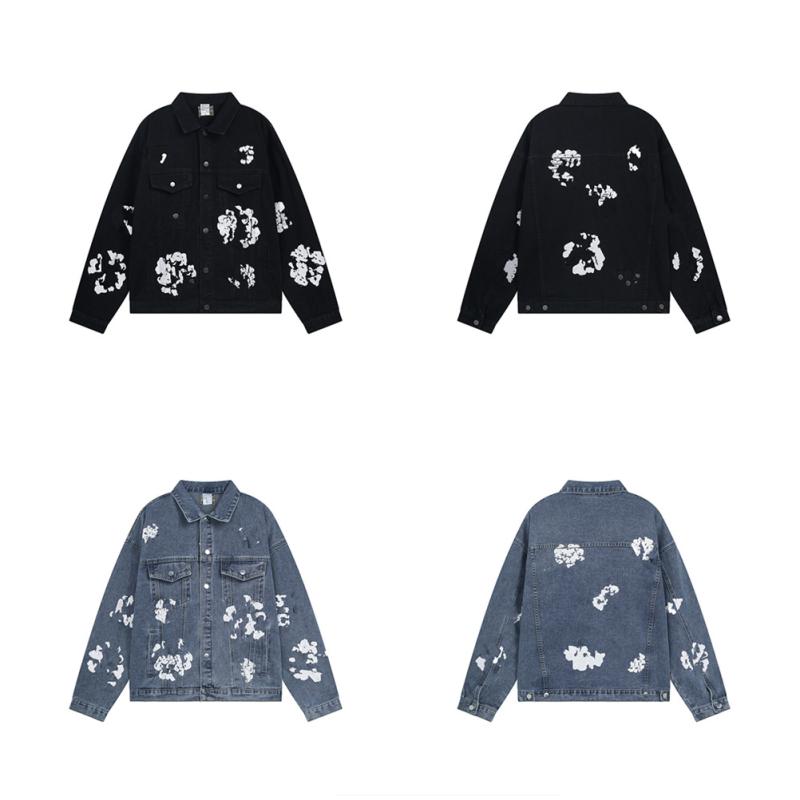 ジャケット メンズ レディース コットン 牛仔 フード付き ロングスリーブ ルーズフィット シングルブレスト プリント サイドポケット ストレートヘム 耐摩耗 防風 色牢度 高 ストリート カジュアル 春秋 ブルー 黒｜LiLishop6 7,909円