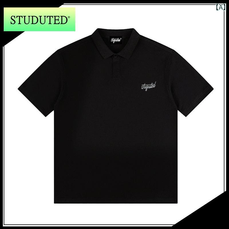 メンズ POLOプルオーバー 短袖 刺しゅう 綿 原料品 好いたらしい 夏用 黒 白 駱駝 色 広広とした填まる トップス 流行り 個条 耐摩耗 根本原理 表現スタイル 都市 心地よい 流行り物