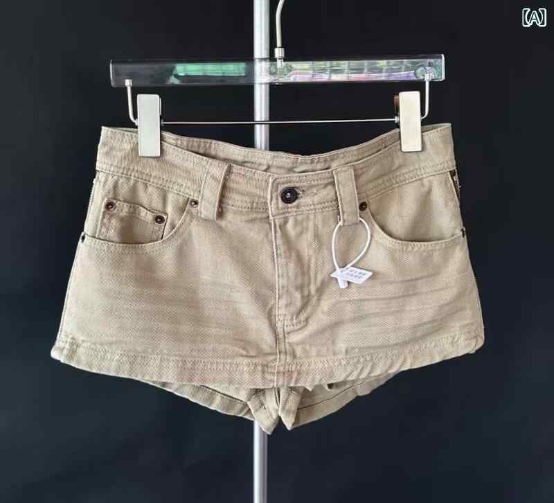 ミニ スカート ショートパンツ 女性用 夏 コットン 混紡 薄手 微弾性 立体 プレーツ 加工 ドゥードル 風 セクシー スタイル 私服 基本 デザイン 調整 ウエスト 熱パンツ 風 ライト カーキ 黒 切り替え タイプ 軽量 伸縮 コットン95%以上 |LiLishop6