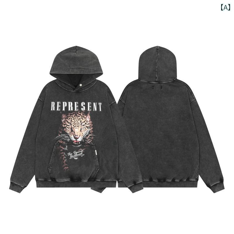 パーカー メンズ 連帽 長袖 綿原料品 刷り上げる柄 ゆったり 日常 秋冬 春夏 白いこと 黒 緑