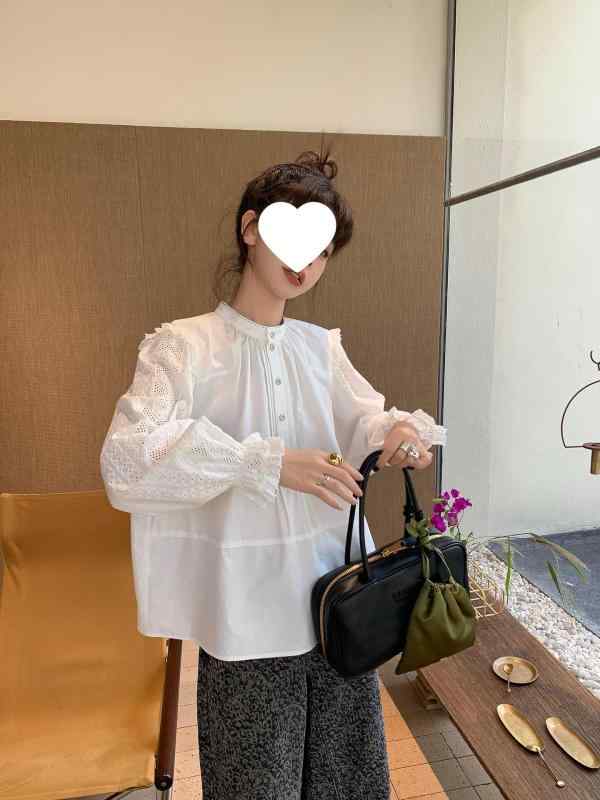 プルオーバー レディース 純棉 刺しゅう スピード競技 花辺 うつり変わり 小立襟 長袖 直筒 丸首 単排多扣 通い 精神状態 冬 白
