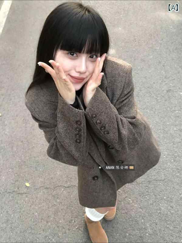 レディース 厚地の外套 毛織り 上衣 返り咲き風 茶 中長丈 西装領 長袖 うつり変わり 単排扣 名取り草 純色 中朦々たる ゆったり 影ぼうし 美術的 冬 生あたたかい 加厚 ポリエステル 混紡 原材料 日常使い走り 秋冬 コーデ 人となり 表現スタイル 古典派音楽 ひな型