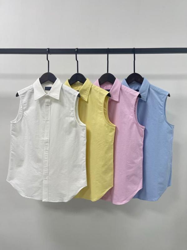 メンズ レディース 背心 スポーツシャツ 牛津布 綿 無袖 刺しゅう ポニーパターン ポロ色合い ゆったり 真っただ中丈 クリーム色合い 白 天藍 サクラ色 黄色 夏 デイリー 心地よい トップス