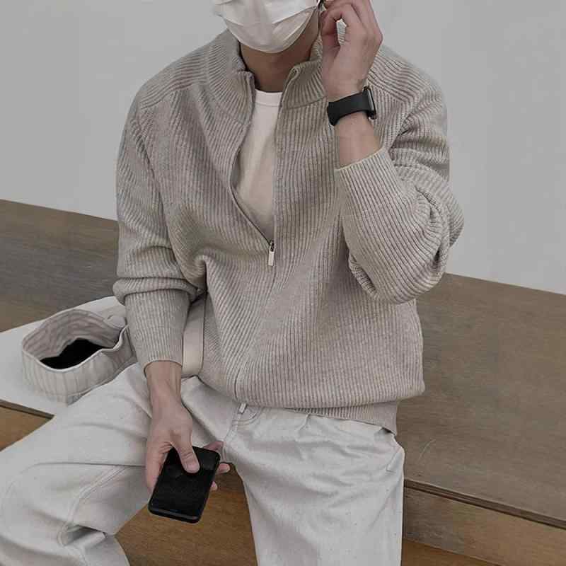 編み物 ジレー メンズ 立襟 ファスナー 開き 韓国風 ソリッドカラー ゆったり 長袖 保温 毛衣 厚地の外套 ダブルファスナー 秋冬 化繊混紡 アクリアン100 兄ちゃん 休? 都市 24-35歳 ・柑其 決まり切った厚