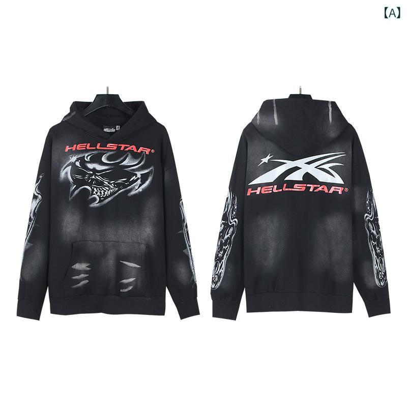 24 FW 亜米利加 街頭 Hellstar Sport Hoodie 洗 水 男女 押しかぶせる