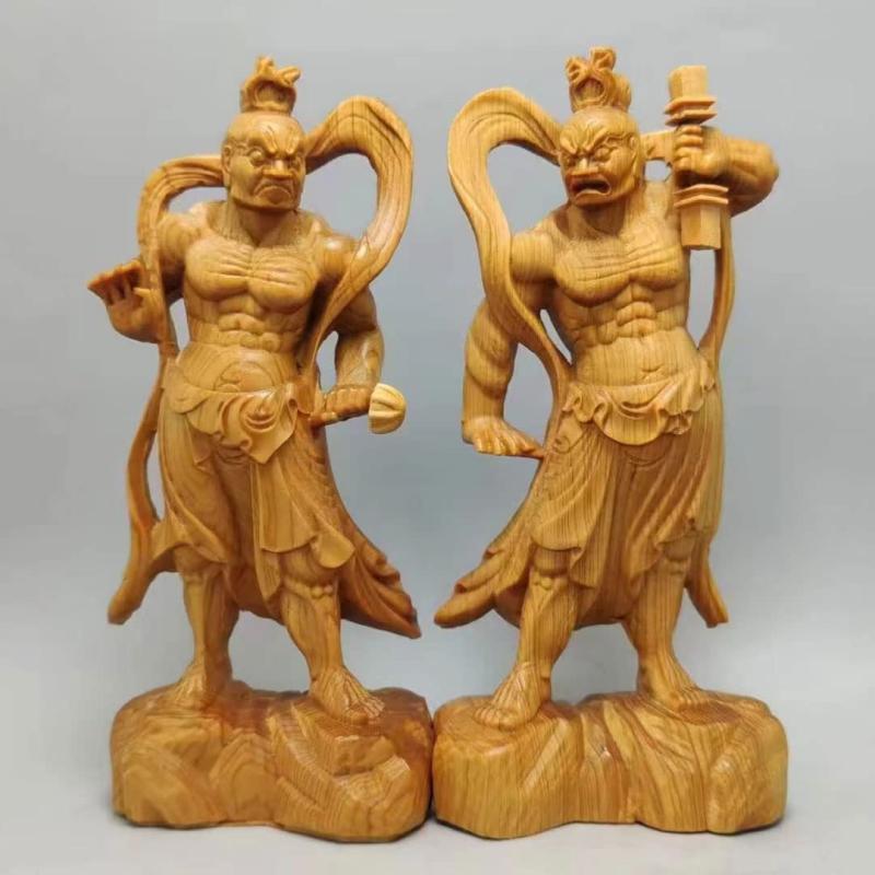 仏像 木彫り 金剛力士像 二体一対 天然 崖柏木 仁王像 護法善神 高さ12cm｜LiLishop6