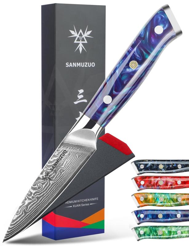 SANMUZUO 3.5 in パーリングナイフ - 御厨子所 フルーツ ピーリングナイフ シリアの首都鋼 \u0026amp; 脂手持ち部分 - Xuan つづき物