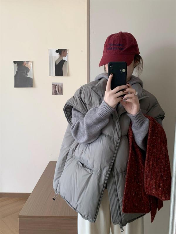 落ちこむより良い レディース より良い 立ち襟 ファスナー ゆったり 保暖 ?松 ?? 薄墨色 黒いこと 米白いこと 安哥拉? 2024冬期