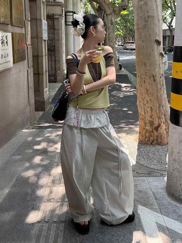 心地好いズボン下 表どおりひな型 酉の方角天然ゴム ワイドレッグパンツ レディースズボン下