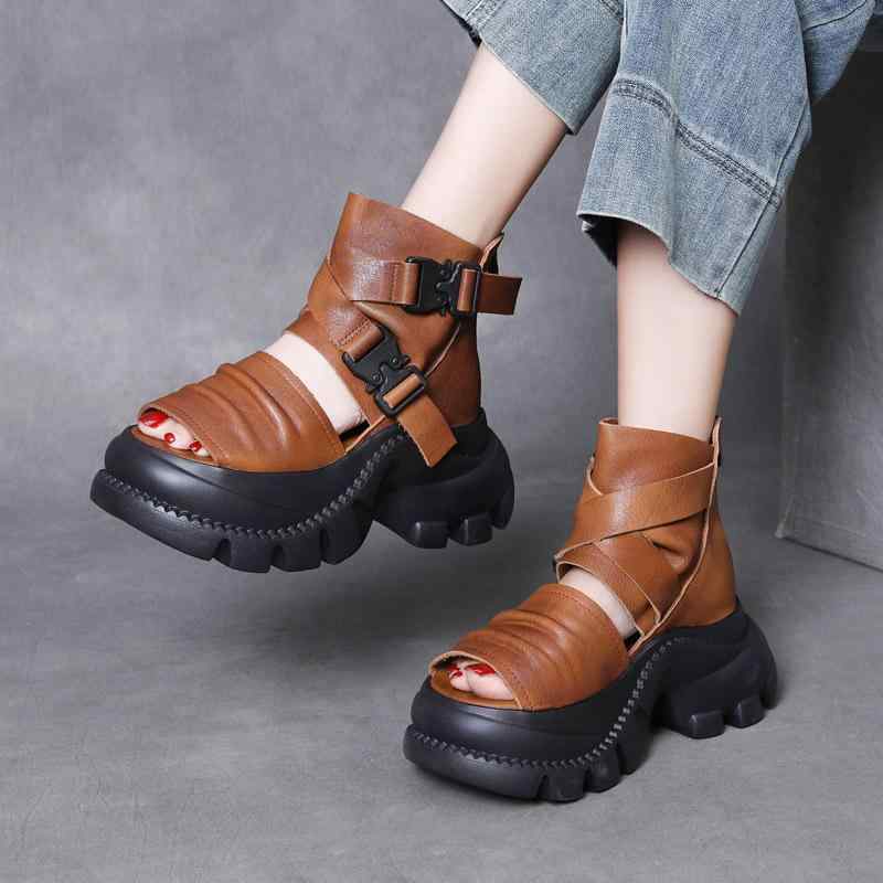 サンダル レディース 厚底 ハイヒール 魚嘴復古 2025夏|LiLishop6