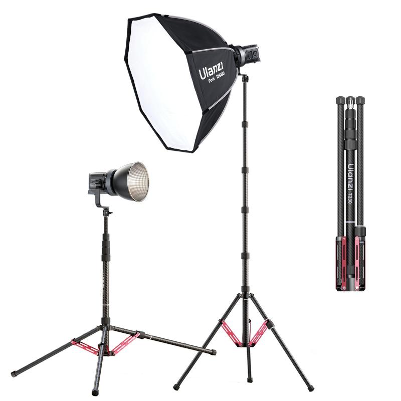 Ulanzi T230 撮影用 ライトスタンド 撮影スタンド 230cm カーボンファイバー製 軽量 耐荷重5KG 逆向き折り畳み 収納57cm 収納バッグ付き 5段伸縮 1/4ネジ搭載 持ち運び便利 スタジオ照明 ストロボス|LiLishop6