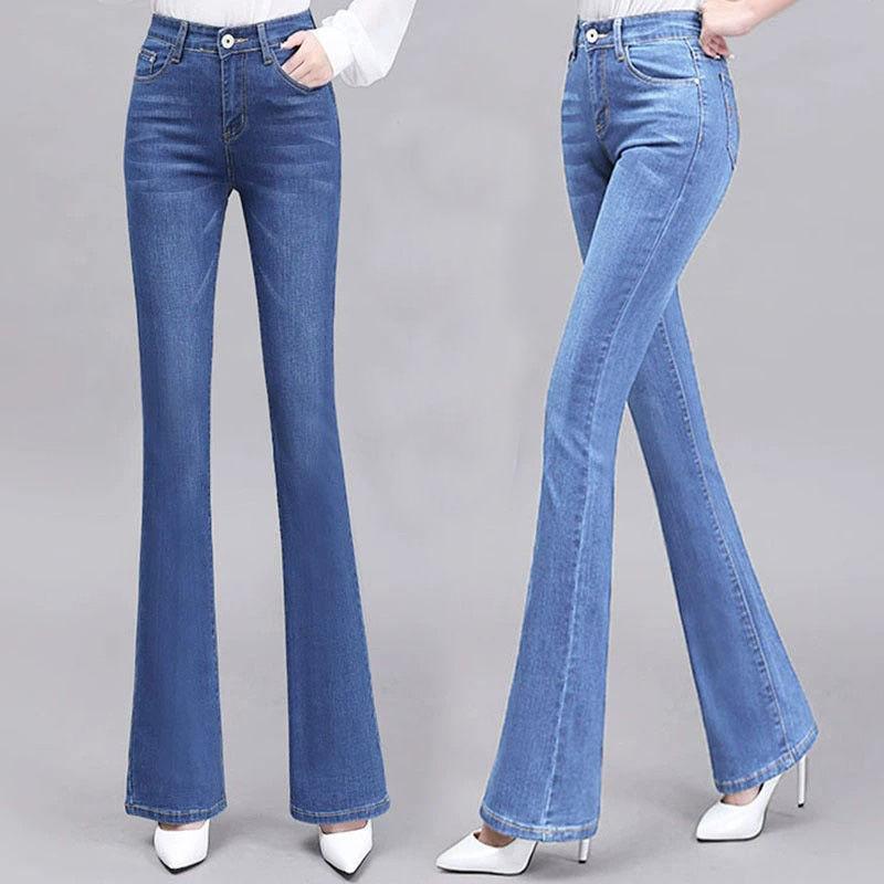 ジーンズ レディース ハイウエスト フレアパンツ 伸縮性 綿 カジュアル風 春夏 楽ちん 細見え L M S XL 2XL 3XL 4XL 5XL 6XL 7XL｜LiLishop6
