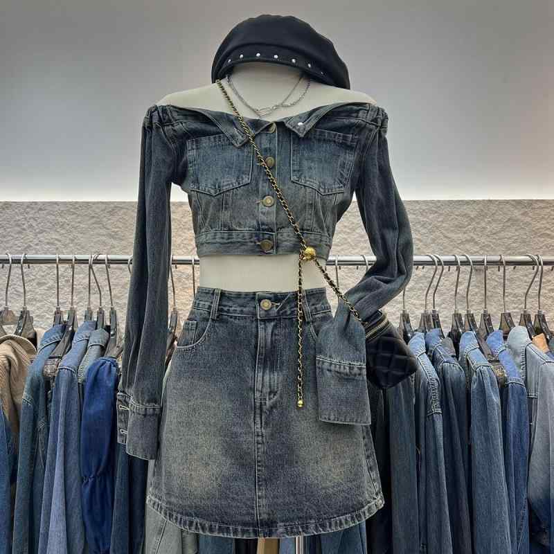 トップス ジーンズプルオーバー 長袖 上着 エーライン スコート セットアップ 心地好い風 通年着付ける可 伸縮性あり 軽さ 洗い濯ぎ可 成人女性用