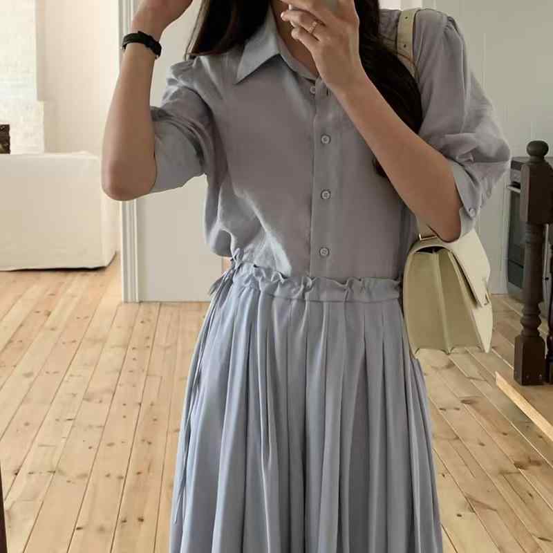 トップス スコート セットアップ 春夏 お上さん服 チュール 薄墨色系
