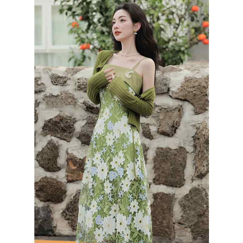 ワンピース レディース Aライン 緑 グリーン ?・覧 高級感|LiLishop6