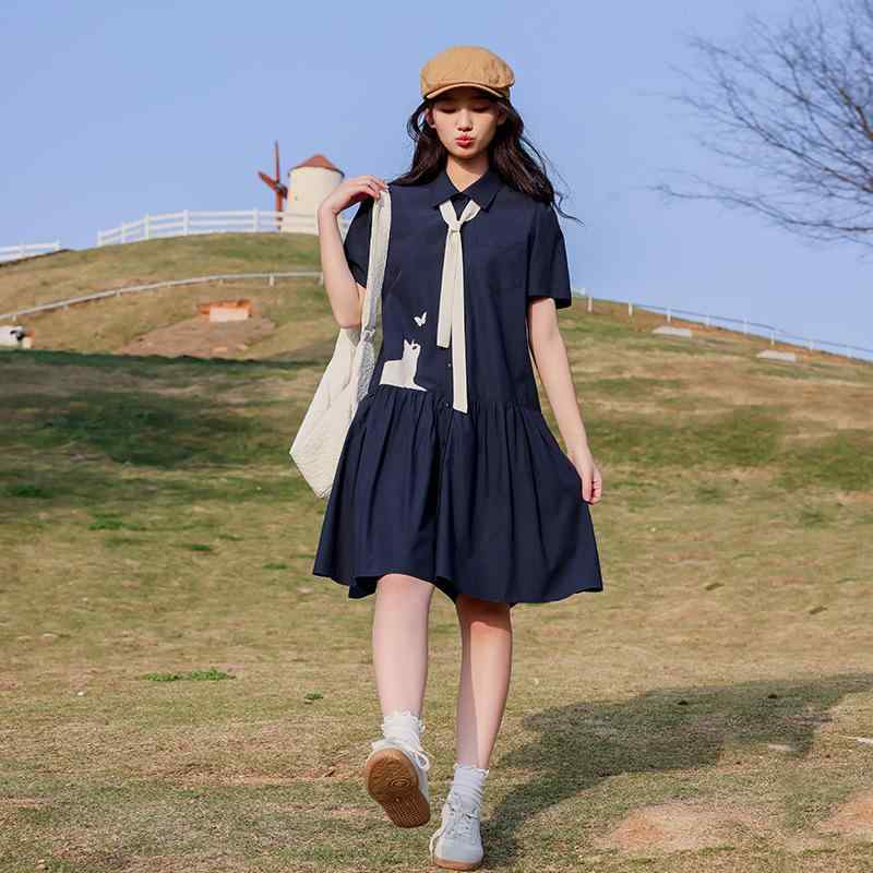 衣裳 春夏 ちびっ子服 お嬢さん 半袖 カートゥーンプリント ゆったり 今めかしい プルオーバー衣裳 翰林院風