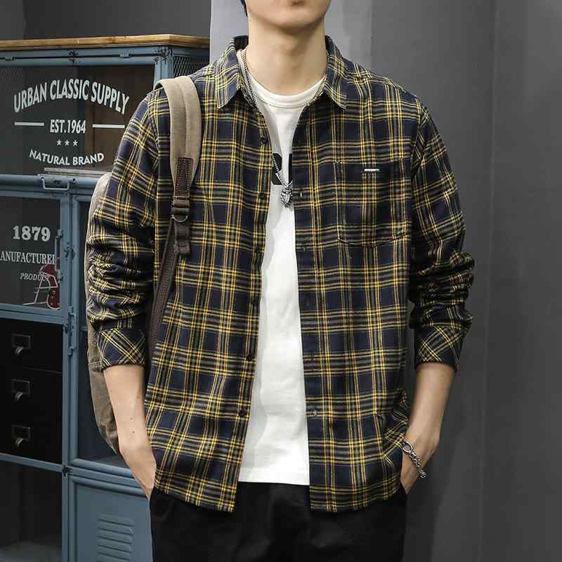 三春新款 ?古 港? 条? 透かし彫り ?衫 男 高?感 磨毛 休? ?衣 痞?气 翻? 厚地の外套