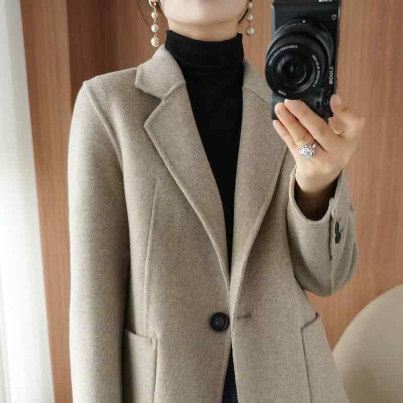 コート レディース ウールコート ダブルフェイスコート ショート丈 西装? 修身 ?色 黒色 ?・覧|LiLishop6