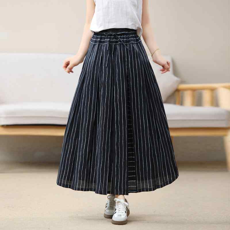 春夏 スコート 麻条? 松?腰 抽? 不?称 中?款 ? 大? ?松 半身裙