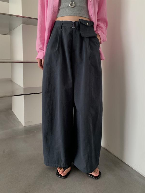 カジュアルパンツ ハイウエスト 薄手 ウエストマークパンツ デザインパンツ テーパードパンツ 伸縮性あり 綿混素材 日韓流 普段使い デイリーウェア 春夏 秋 春 隠しポケット付き｜LiLishop6