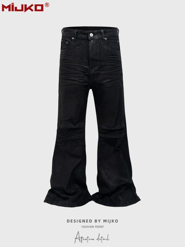 ジーンズズボン下 メンズ 黒いこと 黒いこと 広広としたズボン下 マイクロ太陽面爆発 BootCut 伸縮性 綿 68% M L XL XXL