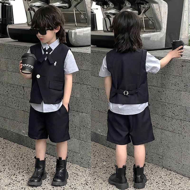 男の子 春夏 無地 半袖シャツ 短パン セットアップ｜LiLishop6