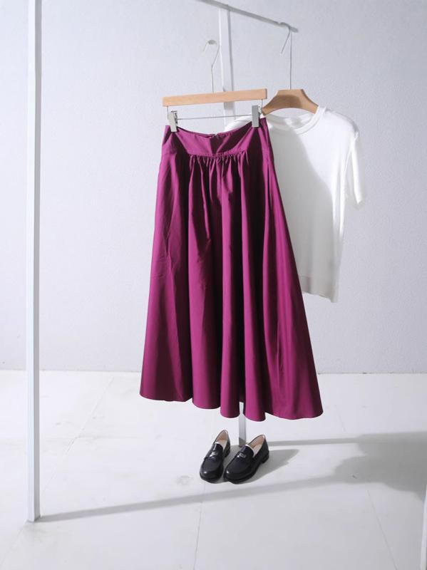 Aラインロングフレアスカート 紫棠 黒 M LXL