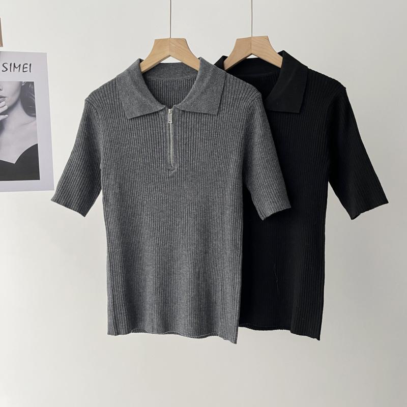 トップス POLOGRAY poloプルオーバー 五分袖 薄墨色 人絹混素材 春夏 心地よい風 心地よい 普段使い