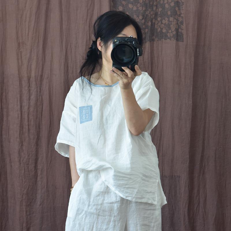 トップス 上衣風 麻 リネン トップ レディース 夏服 春夏 レトロ風 自然的系 ゆったり 心地よい 好いたらしいめ 今めかしい 愛くるしげ 好いたらしい 通気性 冷やりとした パステル色の 着心地が好いたらしい M L大きさ XL大きさ無償性