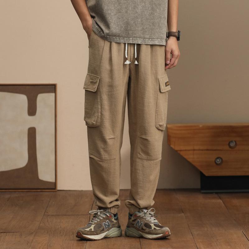メンズ 心地好いズボン下 リネンズボン下 テーパードパンツ 細工物ズボン下 M L XL XXL 3XL 4XL 5XL