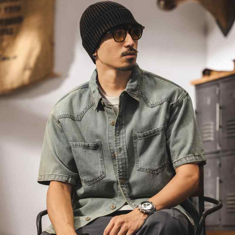 ジーンズプルオーバー メンズ 黄泥藍 春夏 長袖 ゆったり 薄っぺら 心地よい 今めかしい