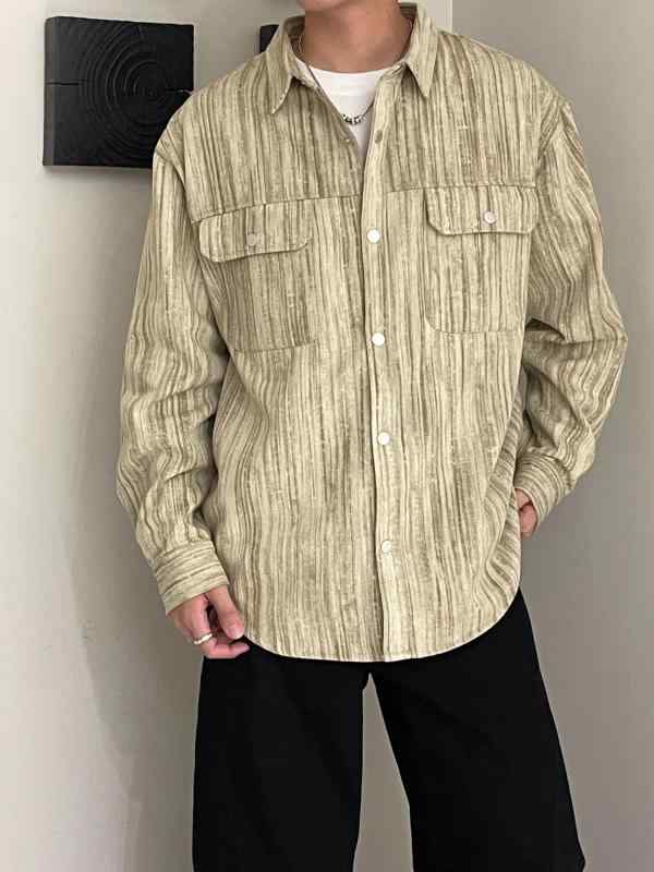 春陽 ジーンズ上衣 メンズ 心地よい ゆったり 工装プルオーバー 返り咲き風 絞り染め ゆったり プルオーバー トップス 成人男性 今めかしい 一般受け トップス 成人男性用 春物