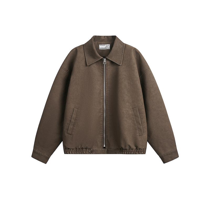 メンズ カジュアルジャケット 春季 復古 工装風 アウター ポリステル 紳士服 長袖 翻領 純色 上衣 休? 青年 黒色 ・稀・汲色｜LiLishop6