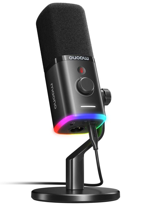 MAONO XLR/USB ゲーミングマイク ノイズキャンセリング PCマイク ポッドキャスト ストリーミング用 ダイナミックマイク ミュートボタン 単一指向性 YouTube 録音 ボイスチャット ライブ配信 ゲー｜LiLishop6